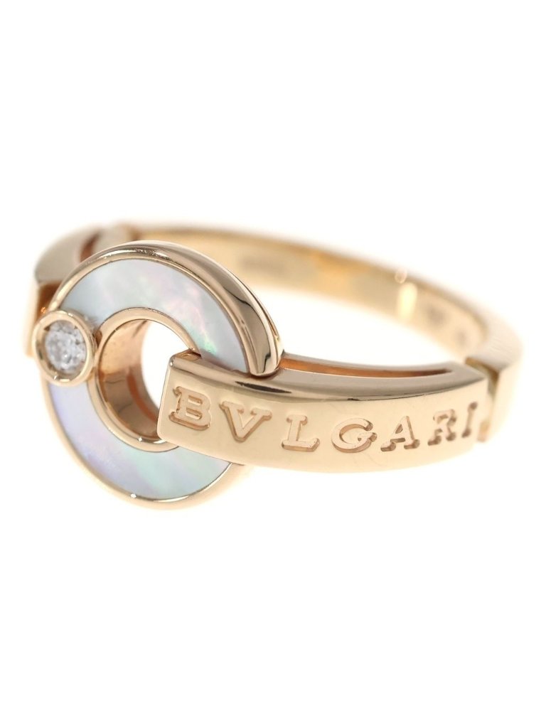 Bvlgari Openwork Mother Of Pearl Diamond Ring Pink Gold